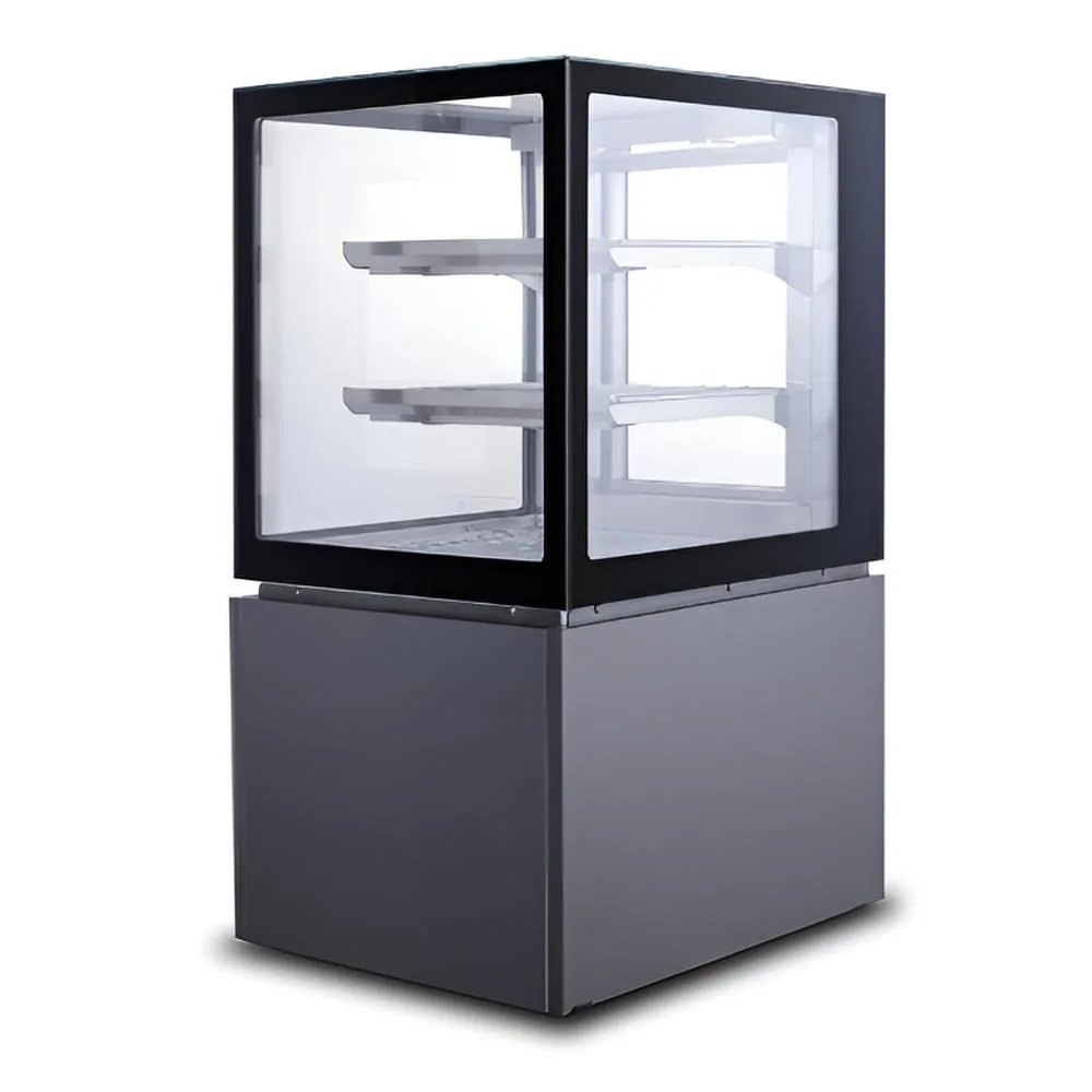 Anvil NDHV3730 square glass hot food display, 285L, 900mm wide, stainless steel – front view, Australia
