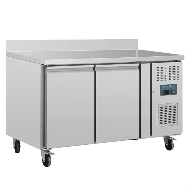 Polar UA064-A U-Series double door counter fridge with upstand, 282L, stainless steel, 1360mm wide, R600a, Australia