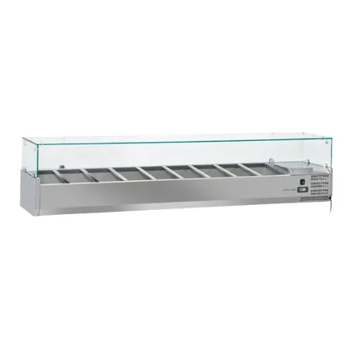 Anvil VRX2000 Refrigerated Glass Canopy Unit with 9×1/3 GN Pan Capacity and Digital Thermostat