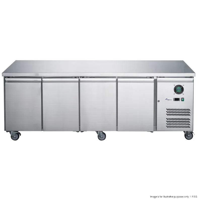 FED-X XUB6C22S4V S/S Four Door Bench Fridge – Gross Volume: 449L