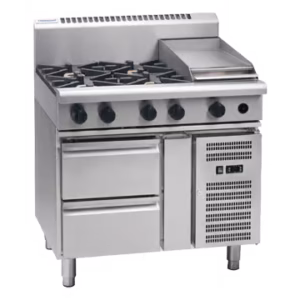 Waldorf 800 Series 4 Burner Gas Cooktop with Griddle and Refrigerated Base - RN8603G-RB
